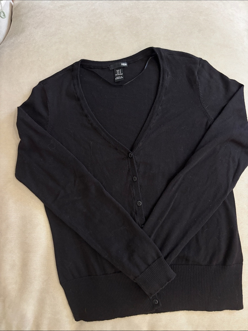 H&M Black V-Neck Button-Front Cardigan